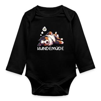 Hundemüde Appenzeller Sennenhund Sennenhunde  - Baby Bio-Langarm-Body - Schwarz - Vorne