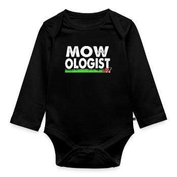 Rasen (Wiese) Rasenmäher - Baby Bio-Langarm-Body - Schwarz - Vorne