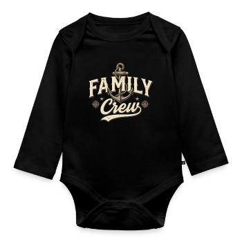 Family Crew Anker Vintage Familie - Baby Bio-Langarm-Body - Schwarz - Vorne