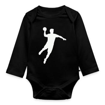 Balle de la silhouette de handball - Body Bébé bio manches longues - noir - Devant