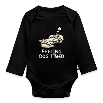 Se sentir fatigué par le chien Propriétaire maltais - Body Bébé bio manches longues - noir - Devant