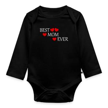 Muttertags Geschenk Mutter Muttertag Geschenkidee - Baby Bio-Langarm-Body - Schwarz - Vorne