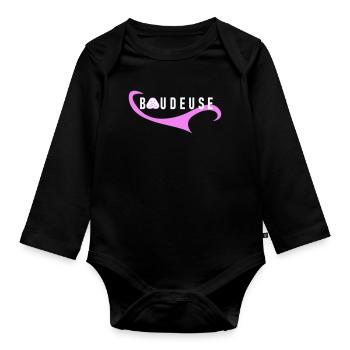 Logo Boudeuse  - Body Bébé bio manches longues - noir - Devant