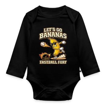 Let's Go Bananas Fastball Fury Baseball-Design - Baby Bio-Langarm-Body - Schwarz - Vorne
