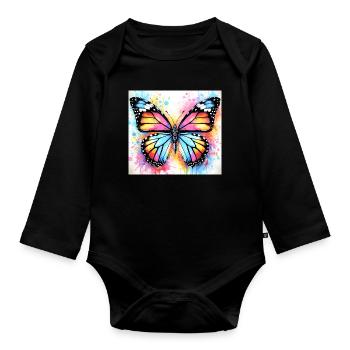 Schmetterling - Baby Bio-Langarm-Body - Schwarz - Vorne