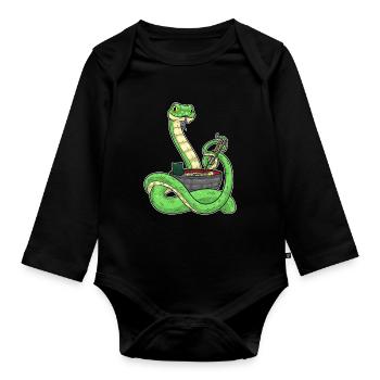 Cuisinière serpent cuisine de ramen - Body Bébé bio manches longues - noir - Devant