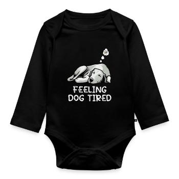 Feeling Dog Tired Irischer Wolfshund Wolfshunde - Baby Bio-Langarm-Body - Schwarz - Vorne