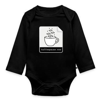 Kaffeepause.exe - IT Programmieren Informatik Code - Baby Bio-Langarm-Body - Schwarz - Vorne
