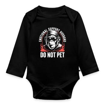 Do Not Pet Emotional Support Husband - Organic Longsleeve Baby Bodysuit - black - Front