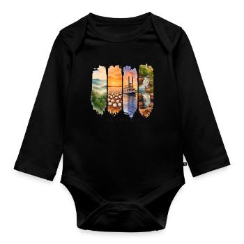 Alabama Vacation Travel – Southern States & Nature Motif - Organic Longsleeve Baby Bodysuit - black - Front