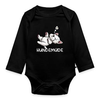 Hundemüde West highland terrier Westie Westies - Baby Bio-Langarm-Body - Schwarz - Vorne
