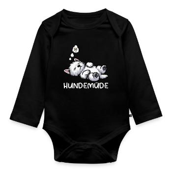 Hundemüde West highland terrier Westie Westies - Baby Bio-Langarm-Body - Schwarz - Vorne