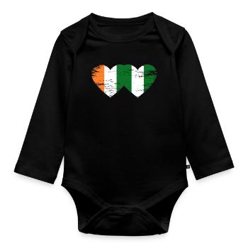 Drapeau du Nigeria de Côte d’Ivoire utilisé - Body Bébé bio manches longues - noir - Devant