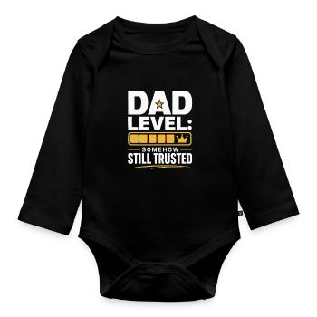 Dad Level: Immer noch vertraut - Baby Bio-Langarm-Body - Schwarz - Vorne