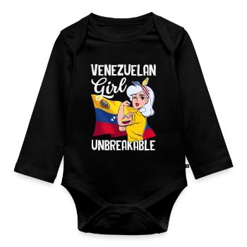 Venezuela Flag Pride & Home Venezuela - Organic Longsleeve Baby Bodysuit - black - Front