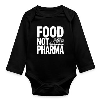 Food Not Pharma - Baby Bio-Langarm-Body - Schwarz - Vorne