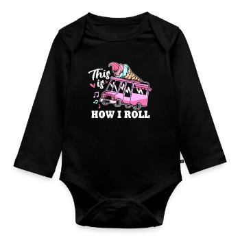 Eisdiele Eiswagen Eis Eiscreme - Organic Longsleeve Baby Bodysuit - black - Front