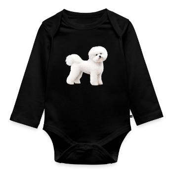 Realistischer Bichon-Frise - Baby Bio-Langarm-Body - Schwarz - Vorne
