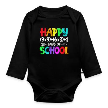 Rainbow Happy Back-to-School - Organic Longsleeve Baby Bodysuit - black - Front
