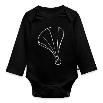 Federball Zeichnung - Baby Bio-Langarm-Body - Schwarz - Vorne