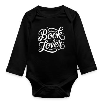 Buchliebhaber Typo-Schwung - Baby Bio-Langarm-Body - Schwarz - Vorne