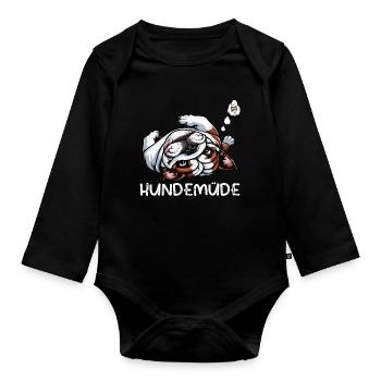 Dog Tired English Bulldog Bully Bully Owner - Organic Longsleeve Baby Bodysuit - black - Front