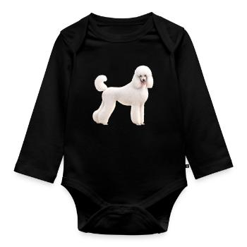 Caniche Grand Blanc - Body Bébé bio manches longues - noir - Devant