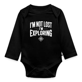Ich bin nicht verloren, ich erkunde. - Baby Bio-Langarm-Body - Schwarz - Vorne