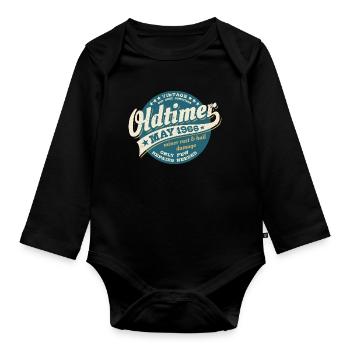 Oldtimer Mai 1966 - Geburtstag - Geschenk - Baby Bio-Langarm-Body - Schwarz - Vorne