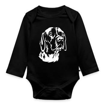 Gammel Dansk Honsehond « Tête « Édition Noire » - Body Bébé bio manches longues - noir - Devant