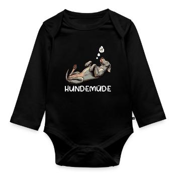 Hundemüde Weimaraner Weimaranerhalter Silbergeist - Baby Bio-Langarm-Body - Schwarz - Vorne