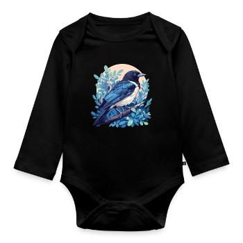 Elstern Elster - Baby Bio-Langarm-Body - Schwarz - Vorne