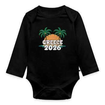 Greece 2026 - Baby Bio-Langarm-Body - Schwarz - Vorne