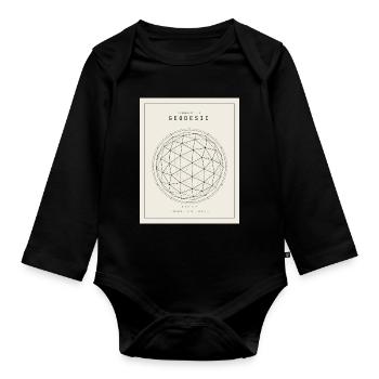 Geodesian Sphere Geometry Pattern - Organic Longsleeve Baby Bodysuit - black - Front
