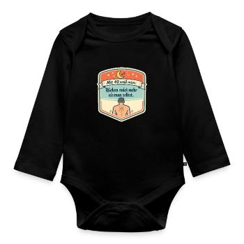 Rückenredet Spruch 40er Humor - Baby Bio-Langarm-Body - Schwarz - Vorne