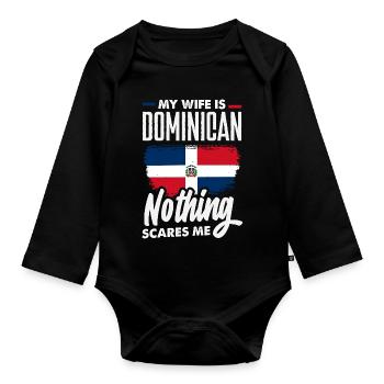 Drapeau de la République dominicaine Dom Rep Pride - Body Bébé bio manches longues - noir - Devant