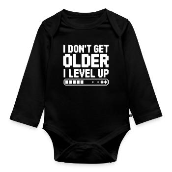 I Don't Get Older I Level Up - Organic Longsleeve Baby Bodysuit - black - Front