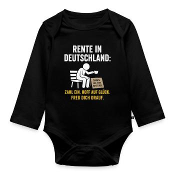 Rente in Deutschland – Hoffen auf Glück - Baby Bio-Langarm-Body - Schwarz - Vorne