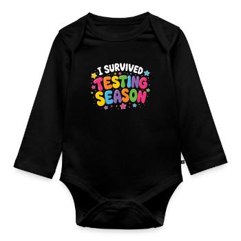 Ich habe die Klausurphase überlebt Schule Humor - Baby Bio-Langarm-Body - Schwarz - Vorne