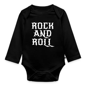 Rock and Roll Gothic logo - Organic Longsleeve Baby Bodysuit - black - Front