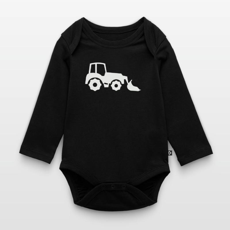 Tractor Silhouette Front End Loader Organic Longsleeve Baby Bodysuit