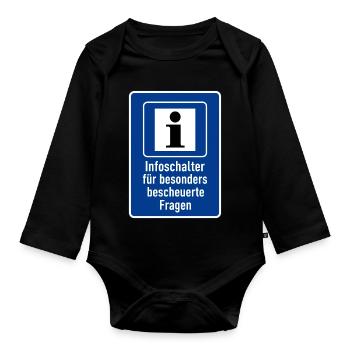 Infoschalter für bescheuerte Fragen - Baby Bio-Langarm-Body - Schwarz - Vorne