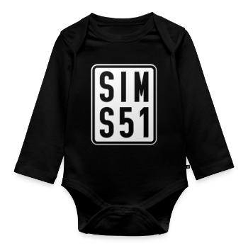 Simson S51 Moped Kennzeichen - Baby Bio-Langarm-Body - Schwarz - Vorne
