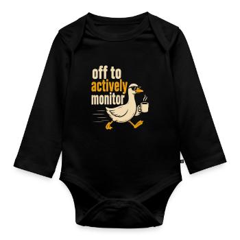 Abflug zum aktiven Monitoring - Baby Bio-Langarm-Body - Schwarz - Vorne