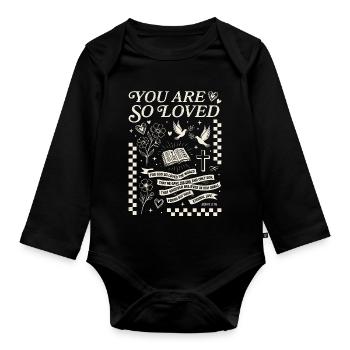 Vous êtes aimés - Jean 3:16 Art - Body Bébé bio manches longues - noir - Devant