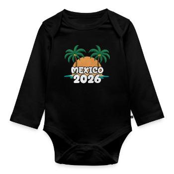 Mexiko 2026 - Baby Bio-Langarm-Body - Schwarz - Vorne