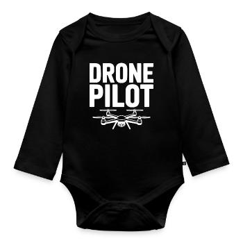 pilote de drone - Body Bébé bio manches longues - noir - Devant