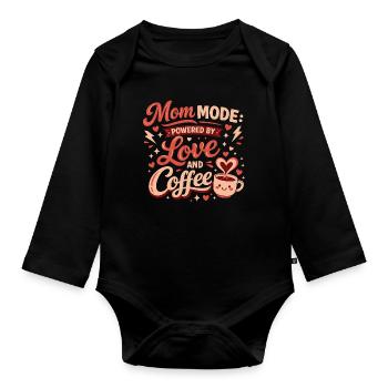 Mom Mode Kaffeeliebe - Baby Bio-Langarm-Body - Schwarz - Vorne