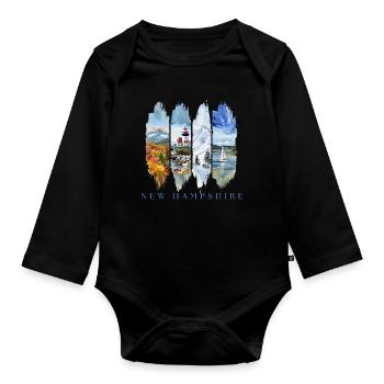 New Hampshire Vacation Travel – Granite State - Organic Longsleeve Baby Bodysuit - black - Front