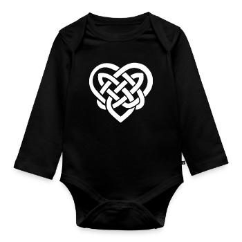 Emblème du cœur du nœud celtique - Body Bébé bio manches longues - noir - Devant